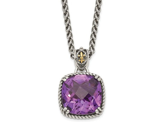 6.30 Carat (ctw) Cushion Cut Amethyst Pendant Necklace in Sterling Silver with Chain