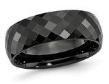 Men's Chisel 7.5mm Faceted Black Ceramic Wedding Band Ring