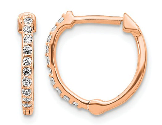 1/5 Carat (ctw) Diamond Hoop Earrings in 14K Rose Pink Gold