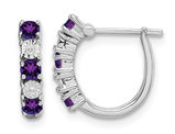 1/3 Carat (ctw) Amethyst Hinged Hoop Earrings in Sterling Silver 