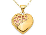 14K Yellow Gold Heart Locket Pendant Necklace with Chain