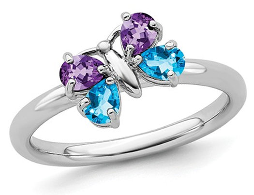 blue topaz butterfly ring