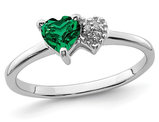1/2 Carat (ctw) Lab-Created Emerald Heart Ring in Sterling Silver