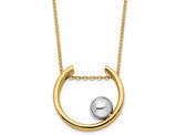 14K White and Yellow Gold Circle Ball Necklace