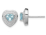 1/2 Carat (ctw) Natural Aquamarine Heart Earrings in Sterling Silver