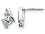 2/5 Carat (ctw) Light Aquamarine Earrings in 10K White Gold
