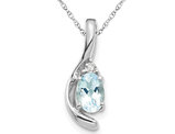 1/3 Carat (ctw) Genuine Aquamarine Drop Pendant Necklace in 14K White Gold with Chain