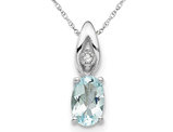 2/5 Carat (ctw) Aquamarine Drop Pendant Necklace in 14K White Gold with Chain
