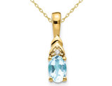 1/3 Carat (ctw) Natural Aquamarine Drop Pendant Necklace in 14K Yellow Gold with Chain