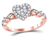 1/3 Carat (ctw H-I, I1_I2) Diamond Cluster Heart Ring in 14K Rose Pink Gold