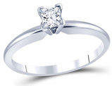 14K White Gold Princess Cut 1/3 Carat (ctw Color J-K Clarity I2-I3) Diamond Solitaire Engagement Ring