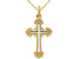 Polished Cross Pendant Necklace in Yellow Plated Sterling Silver with Chain