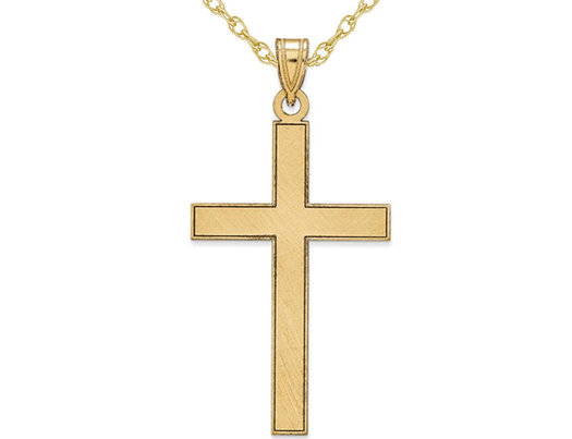 14K Yellow Gold Florentine Cross Pendant Necklace with Chain