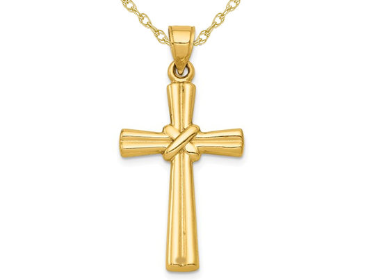 14K Yellow Gold Cross Pendant Necklace with Chain