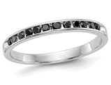 1/4 Carat (ctw) Black Diamond Wedding Band Ring in 14K White Gold
