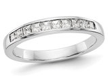 2/5 Carat (ctw Color H-I, I2-I3) Semi Eternity Princess Cut Diamond Wedding Band Ring in 14K White Gold