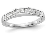 1/2 Carat (ctw Color H-I, I2-I3) Princess Cut Diamond Wedding Band Ring in 14K White Gold
