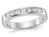3/4 Carat (ctw Color H-I, I1-I2) Semi Eternity Princess Cut Diamond Wedding Band Ring in 14K White Gold