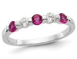 3/10 Carat (ctw) Natural Ruby Ring in 14K White Gold with Diamonds