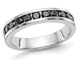 14K White Gold Black Diamond Wedding Band 7/10 Carat (ctw)