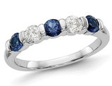 2/5 Carat (ctw) Natural Blue Sapphire Ring in 14K White Gold with Diamonds