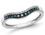 1/5 Carat (ctw) Blue and White Diamond Ring in 14K White Gold