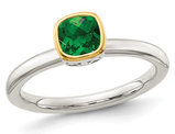 2/5 Carat (ctw) Lab Created Emerald Ring in Sterling Silver