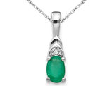 2/5 Carat (ctw) Natural Emerald Pendant Necklace in 14K White Gold with Chain