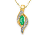 1/6 Carat (ctw) Natural Emerald Pendant Necklace in 14K Yellow Gold with Chain