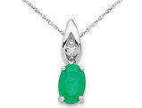1/2 Carat (ctw) Natural Emerald Pendant Necklace in 14K White Gold with Chain