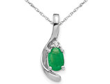 1/3 Carat (ctw) Natural Emerald Pendant Necklace in 14K White Gold with Chain