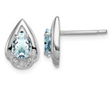 1.20 Carat (ctw) Natural Aquamarine Pear Drop Post Earrings in Sterling Silver