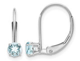 2/5 Carat (ctw) Natural Aquamarine Hoop Earrings in 14K White Gold