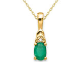 2/5 Carat (ctw) Natural Emerald Pendant Necklace in 14K Yellow Gold with Chain