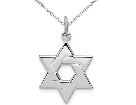 Star of David Pendant Necklace in Rhoduim Plated Sterling Silver with Chain
