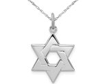 Star of David Pendant Necklace in Rhoduim Plated Sterling Silver with Chain