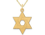 14K Yellow Gold Star of David Pendant Necklace with Chain