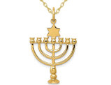 14K Yellow Gold Polished Menorah Charm Pendant Necklace Charm with Chain