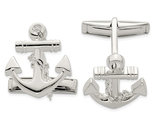 Anchor with Chain Cuff Links in Sterling Silver