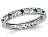 1/8 Lab Created Green Emerald Eternity Band Ring in Sterling Silver