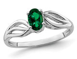 2/5 Carat (ctw) Lab Created Emerald Ring in Rhodium Plated Sterling Silver