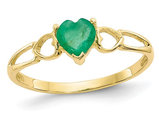 2/5 Natural Emerald Heart Ring in 10K Yellow Gold