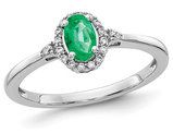 2/5 Carat (ctw) Natural Emerald Halo Ring in 14K White Gold with Diamonds