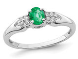 1.10 Carat (ctw) Emerald Ring in Sterling Silver with White Sapphires