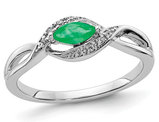 1/5 Carat (ctw) Marquise Natural Emerald Ring in 14K White Gold