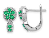 2/5 Carat (ctw) Emerald Cluster Huggie Hoop Earrings in Sterling Silver