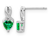 4/5 Carat (ctw) Lab Created Emerald Heart Stud Earrings in Sterling Silver