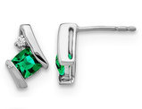 2/5 Carat (ctw) Lab Created Emerald Post Earrings in Sterling Silver