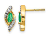 1/3 Carat (ctw) Natural Emerald Earrings in 14K Yellow Gold