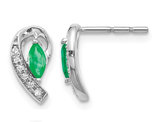 1/3 Carat (ctw) Emerald Button Post Earrings in 14K White Gold
